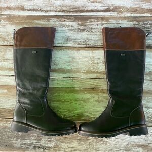 Remonte Black and Brown leather Knee-High riding Boots Size 38 fur lined